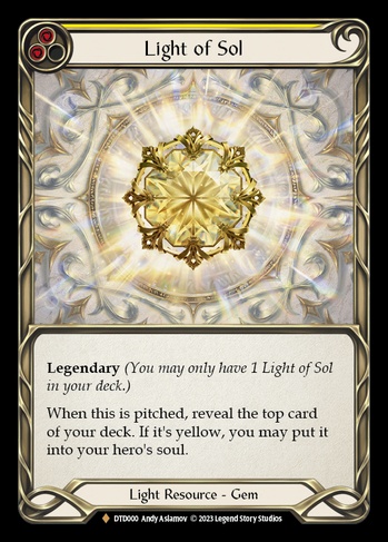 その他 Light of Sol CF Light of Sol (DTD) #DTD000-CF | Dragon Shield Flesh and Blood Card
