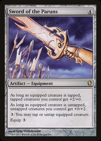 mtg sword of cards War and Peace - #1 Ultimate Proxy Equip 2 Art by Chris Rahn Sword of the Paruns (C13)
