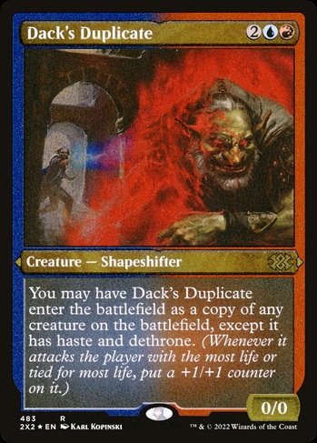 mtg duplicate cards 25 Random Rare Foils/Mythics/Planeswalkers : Toys & Games Then exile it.) Foundations (FDN) #85 Illustrated by Warren Mahy Magic Dack's Duplicate (2X2) #483 |