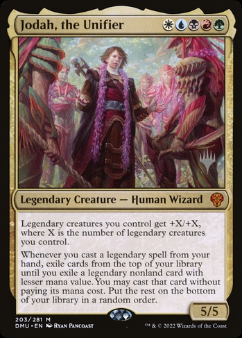 mtg exile cards from the top of your library until Jodah, Unifier (PDMU) #203p o:exile o:the o:top o:six o:cards