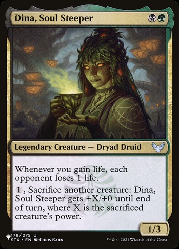 mtg card whenever you gain life opponent loses life Defiant Bloodlord (Intro Pack) [Battle for Zendikar Promos] Dina, Soul Steeper (PLST) #STX-178