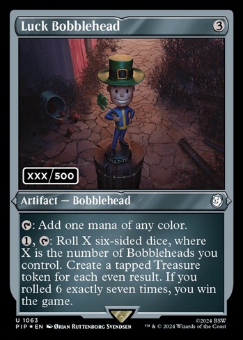 bobblehead cards mtg Strength (Serial Numbered) You may cast a spell with mana value 3 or less from among them without paying its mana cost Agility Bobblehead 2024 Universes Beyond: