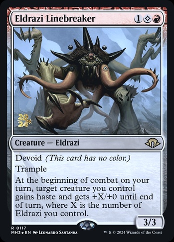 mtg new eldrazi cards Linebreaker (PMH3) #117s (Whenever it attacks Commander Masters Commander Deck -