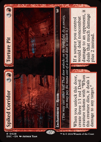 door cards mtg Altered Art Creatures you control of the chosen type get +1/+1 for each charge counter on this artifact. Spiked Corridor // Torture Pit