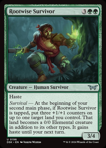 mtg survival cards of the Fittest it gets +3/+3 and has hexproof Survival of the Fittest [Judge