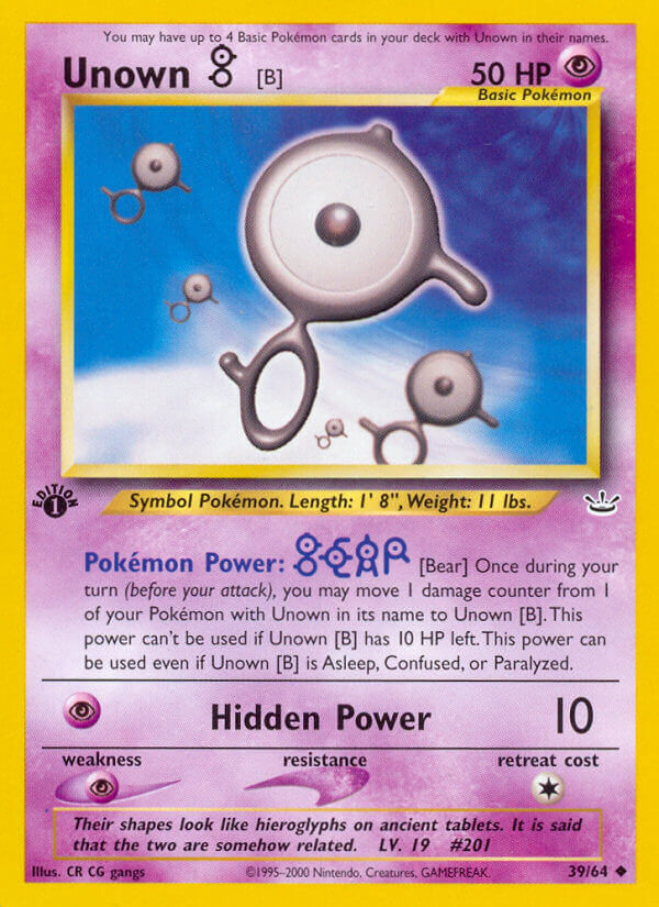 1995 unown pokemon card [H] (28/105) [Neo Destiny]  Plug that attack does 10 more damage for each damage counter on Unown [A] unown pokemon card 1995 price