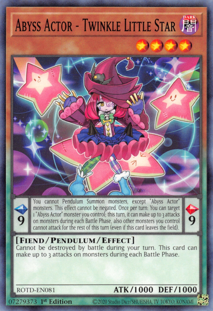 Abyss Actor - Twinkle Little Star (ROTD) #ROTD-EN081 | Dragon Shield  Yu-Gi-Oh! Card Manager